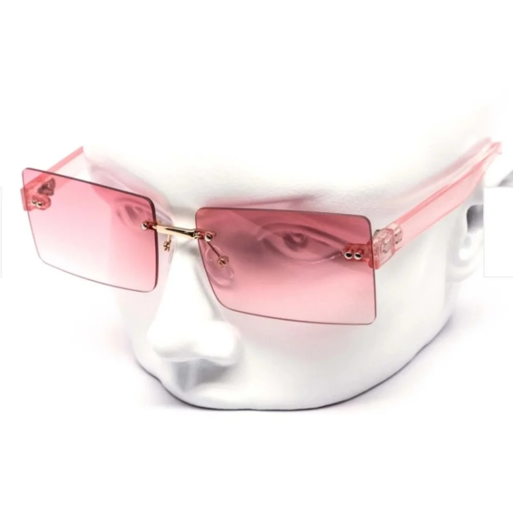 Rimless Sunglasses. Crystal Color Gradient.